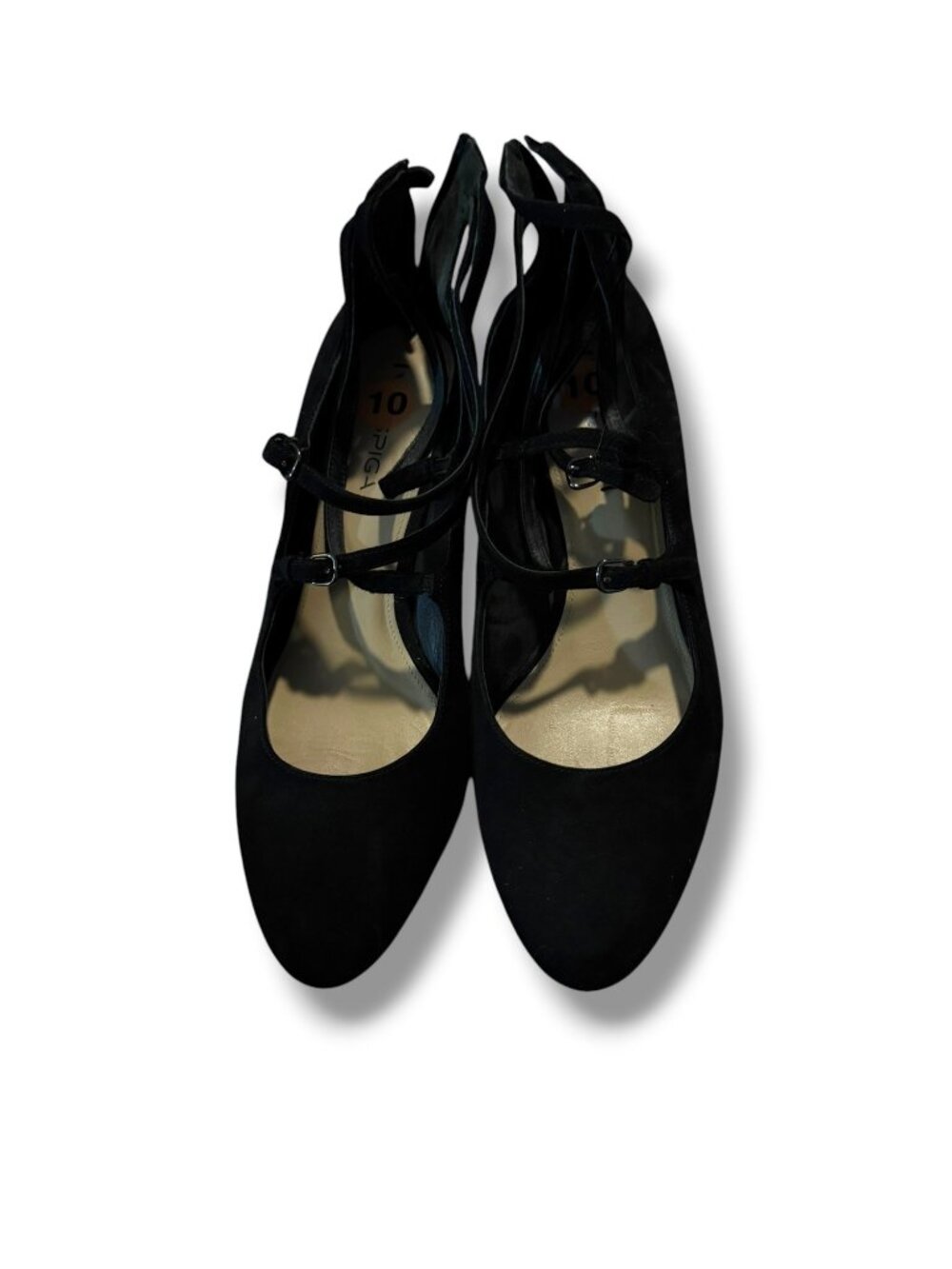 Via Spiga Black Suede Multi‑Strap Heels – Size 10